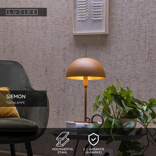 Lucide SIEMON - Tischlampe - Ø 25 cm - 1xE14 - Ockergelb - USP